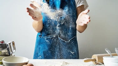 Woman baking a cake
